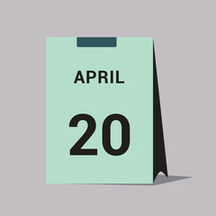 20 april calendar date icon minimal desk calendar vector illustration