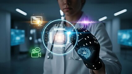 Medical doctor using advanced AI technology for innovative healthcare. - Powered by Adobe