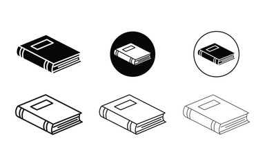 Collection of illustrated book icons in various styles