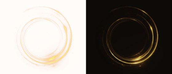 Golden Sparkly Ring Overlay PNG on transparent background Png Gold Neon Wave Overlay