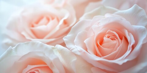 Soft White and Peach Roses Floral Background