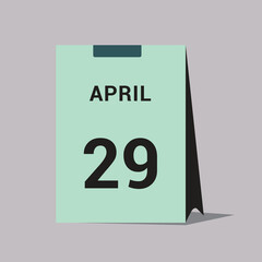 29 april calendar date icon minimal desk calendar vector illustration