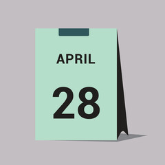 28 april calendar date icon minimal desk calendar vector illustration