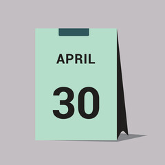 30 april calendar date icon minimal desk calendar vector illustration
