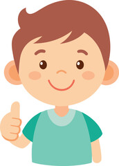 Obraz premium Child Smiling and Giving a Thumbs Up Flat Vector Silhouette