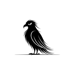 Obraz premium Buzzard. Buzzard simple black and white line art vector logo