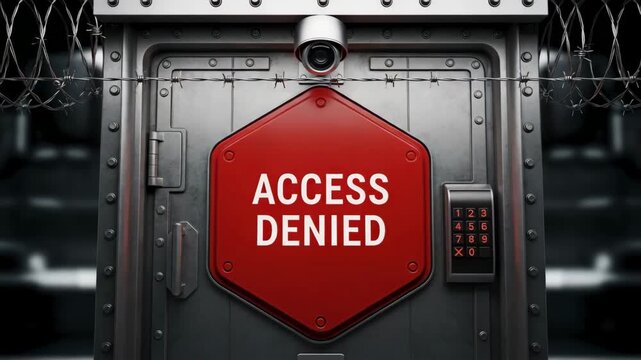 A security door with Access Denied sign for the concept of security.