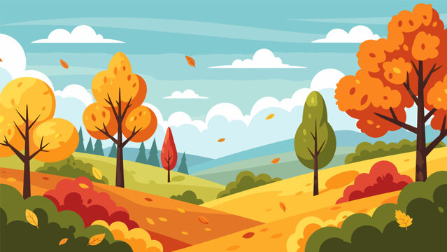 Autumn landscape with trees and mountains Autumn.