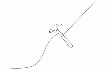 Obraz premium Wrench and screwdriver continuous outline drawing clean design