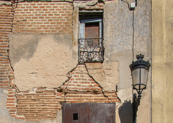 Abandoned stone house facade