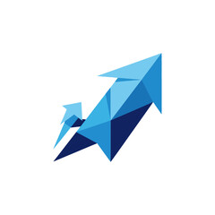 Abstract Polygonal Blue Arrows Icon Symbolizing Progress, Success, and Upward Movement.