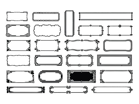 Elegant Minimalist Ornamental Borders and Decorative Badge Set
