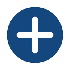 Fototapeta premium Blue circle with a black plus sign isolated on transparent background