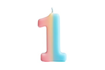 Vibrant rainbow number one isolated on transparent background