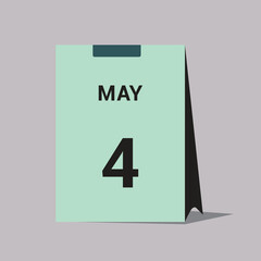 4 may calendar date icon minimal desk calendar vector illustration