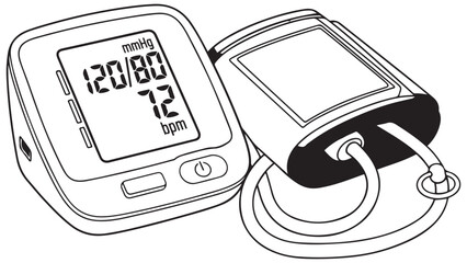 Digital blood pressure monitor and cuff for hypertension diagnostic services and professional cardiovascular health insurance business marketing resources.