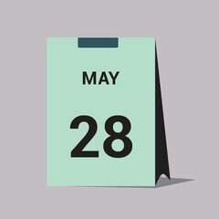 28 may calendar date icon minimal desk calendar vector illustration