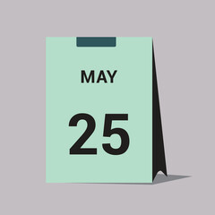 25 may calendar date icon minimal desk calendar vector illustration