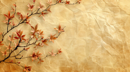 Autumn Branches on Crumpled Paper