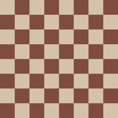 Seamless geometric checker pattern with square shapes in beige and brown tones, minimalist retro design for wallpaper, textile, fabric, wrapping paper and interior decor