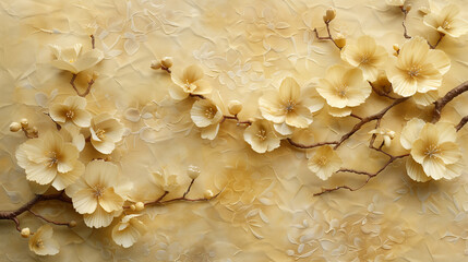 Beige 3D Floral Wallpaper
