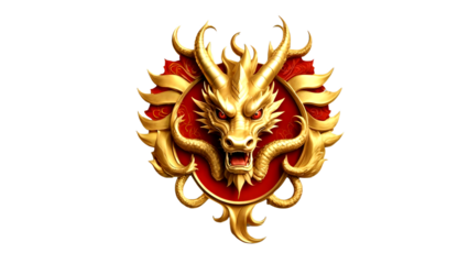 chinese dragon head.illustration of a golden Chinese dragon's head, often used as an emblem or logo for chinese new year png