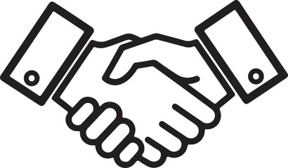 Professional Business Handshake Icon Representing Partnership, Successful Agreement, Teamwork Collaboration, and Corporate Deal Success in Minimalist Line Art Style