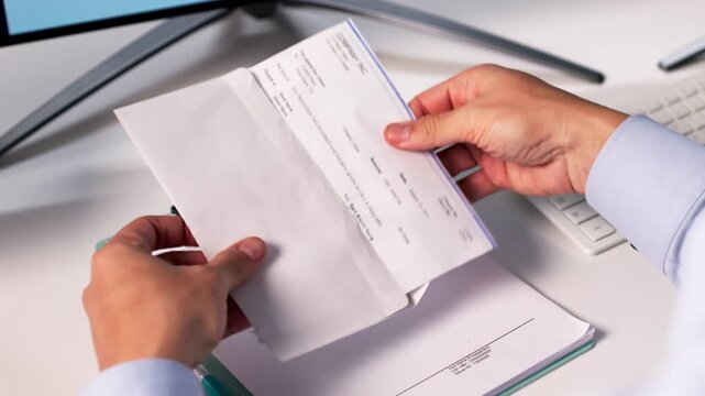 Opening Envelope With Payroll CheckFor Compensation