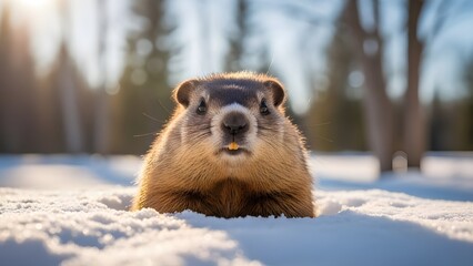 Groundhog day forecast furry weather predictor emerges from snowy den