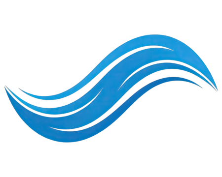 Blue wavy lines symbolizing water flow movement isolated on transparent background  - Powered by Adobe