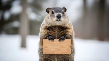 Groundhog day celebration with furry weather predictor