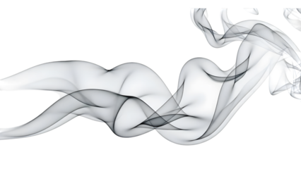 Isolated on transparent background a detailed grayscale image of a ribbon or a flowing abstract object