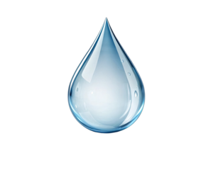 Crystal clear water droplet isolated on transparent background for design projects 