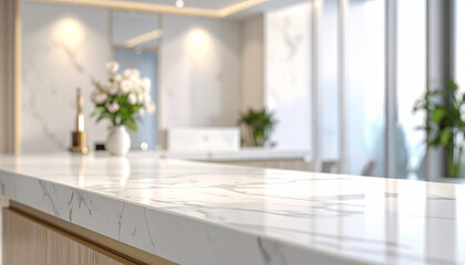 Fototapeta premium Luksusowy salon urody recepcja marmurowy blat tło