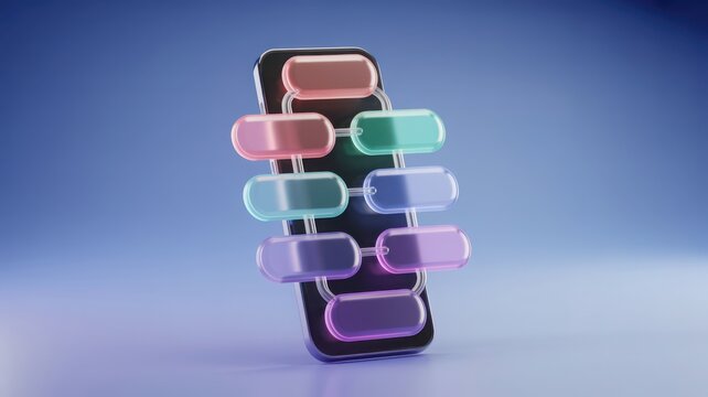 A modern smartphone illustrating dynamic application workflow and interconnected digital processes - Powered by Adobe