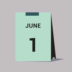 1 june calendar date icon minimal desk calendar vector illustration