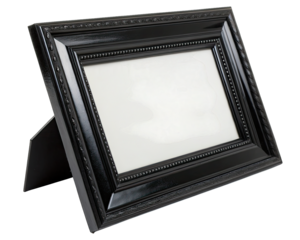Elegant Black Picture Frame on Table Display transparent background