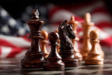 Obraz premium chess pieces on the flag of the United States