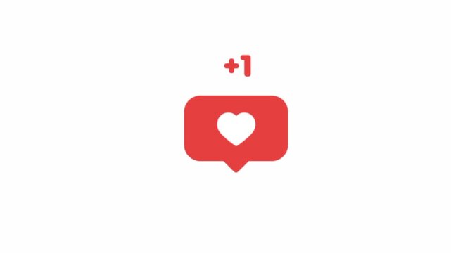 Social Media Like Notification Animation With Heart Icon And Plus One Counter