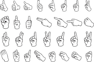 Set of Hands Gesture Line Icons for Communication, UI, and App Design