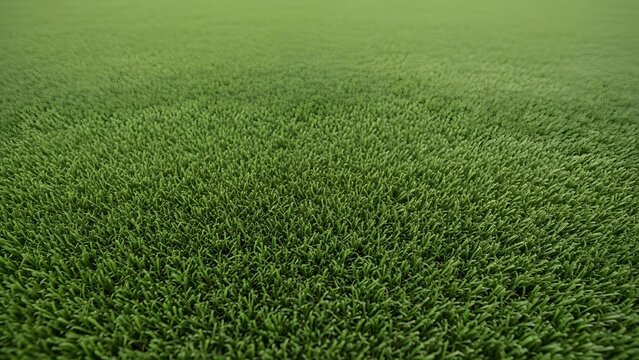 The lush green grass field stretches out in every direction under the clear blue sky on a sunny day with gentle slopes and rolling hills. - Powered by Adobe