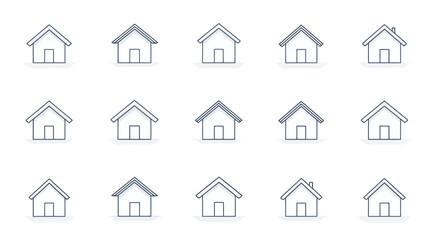 Fototapeta premium Collection of Minimalist House Outline Icons. Simple Line Art Home Symbol Grid for Web and Mobile User Interface Design.