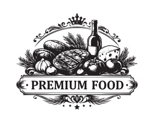Classic Premium Food Label with Assorted Delicacies