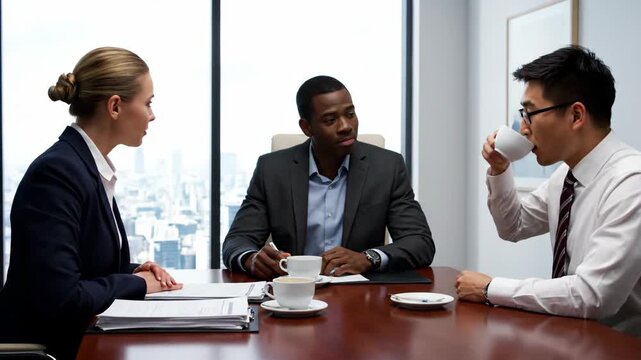 Business Professionals Meeting in Modern Office.