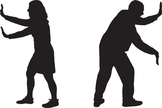 vector, Silhouette of a woman and a man back to back squeezing