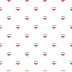 Heartbeat, heart beat pulse seamless pattern isolated on white background
