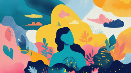 Colorful abstract woman symbolizing mental health support