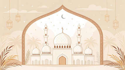 Ramadan Website Hero Background with Layered Arches