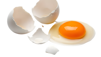 Broken egg with yolk isolated on transparent background