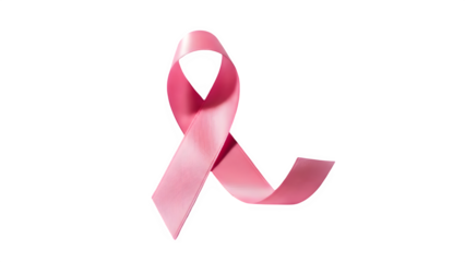 Pink breast cancer awareness ribbon isolated on transparent background